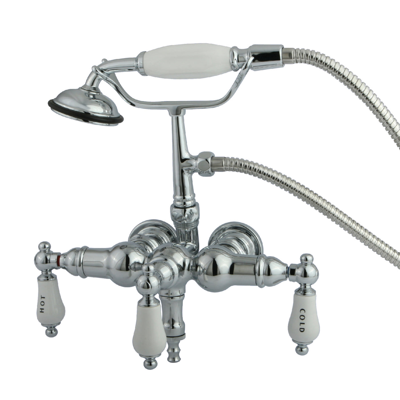Elements of Design DT0201CL 3-3/8-Inch Wall Mount Tub Faucet with Hand Shower, Polished Chrome