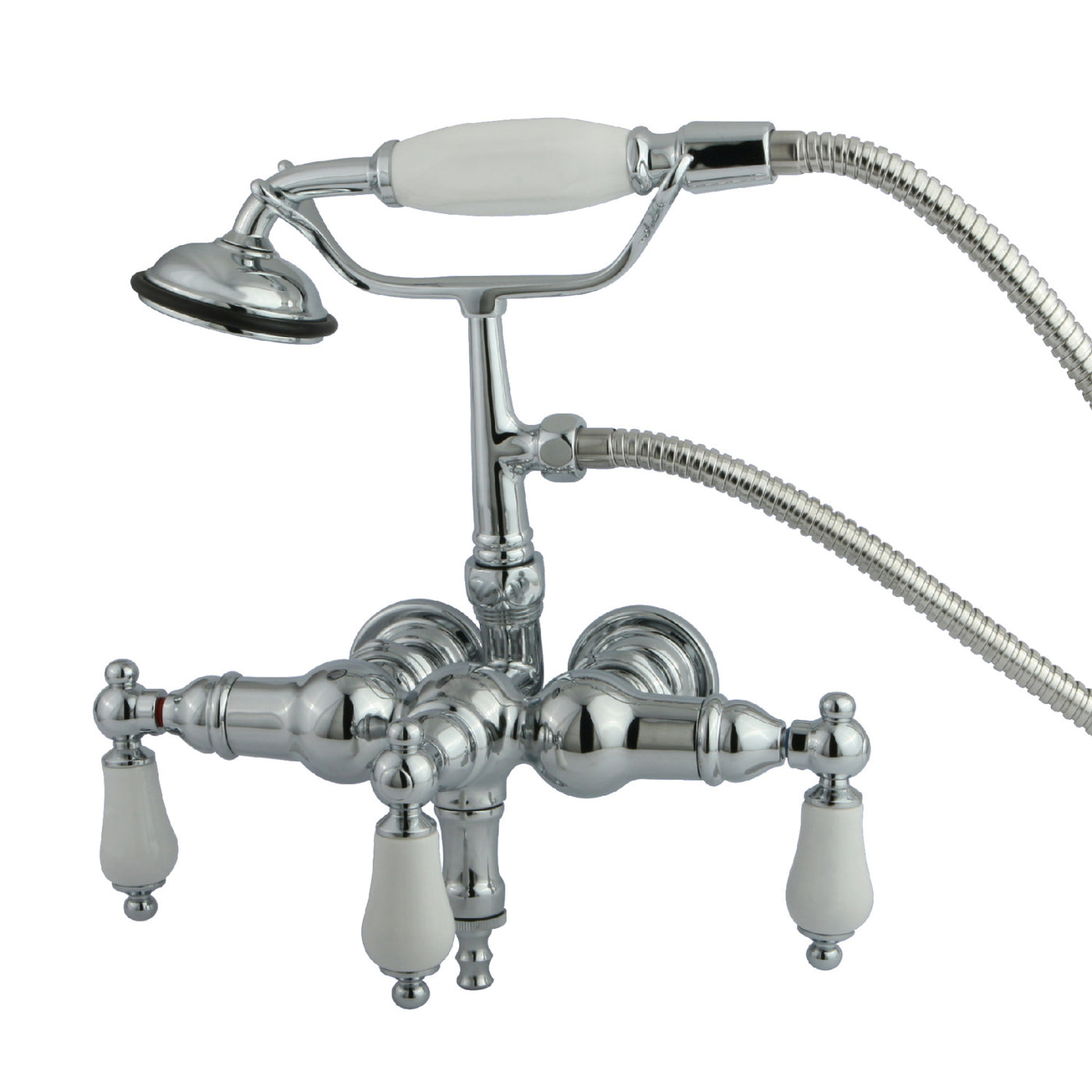Elements of Design DT0201PL 3-3/8-Inch Wall Mount Tub Faucet with Hand Shower, Polished Chrome