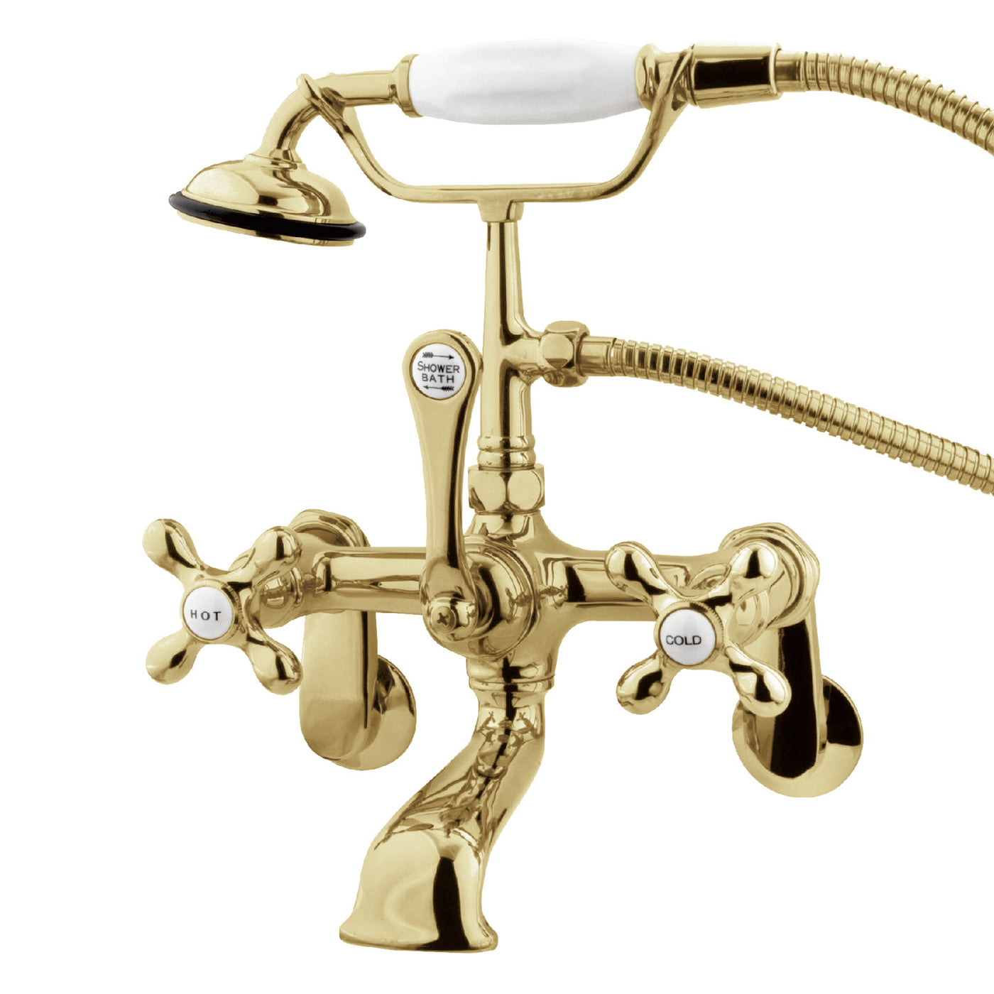 Elements of Design DT0512AX Adjustable Center Wall Mount Tub Faucet, Polished Brass