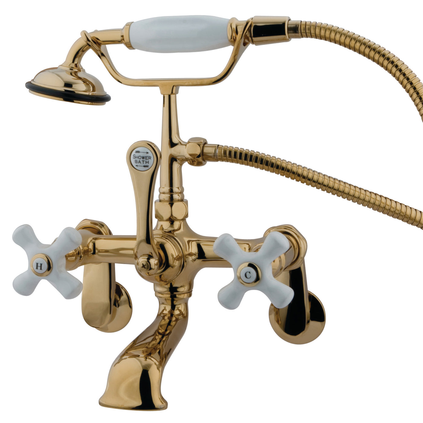 Elements of Design DT0512PX Adjustable Center Wall Mount Tub Faucet, Polished Brass