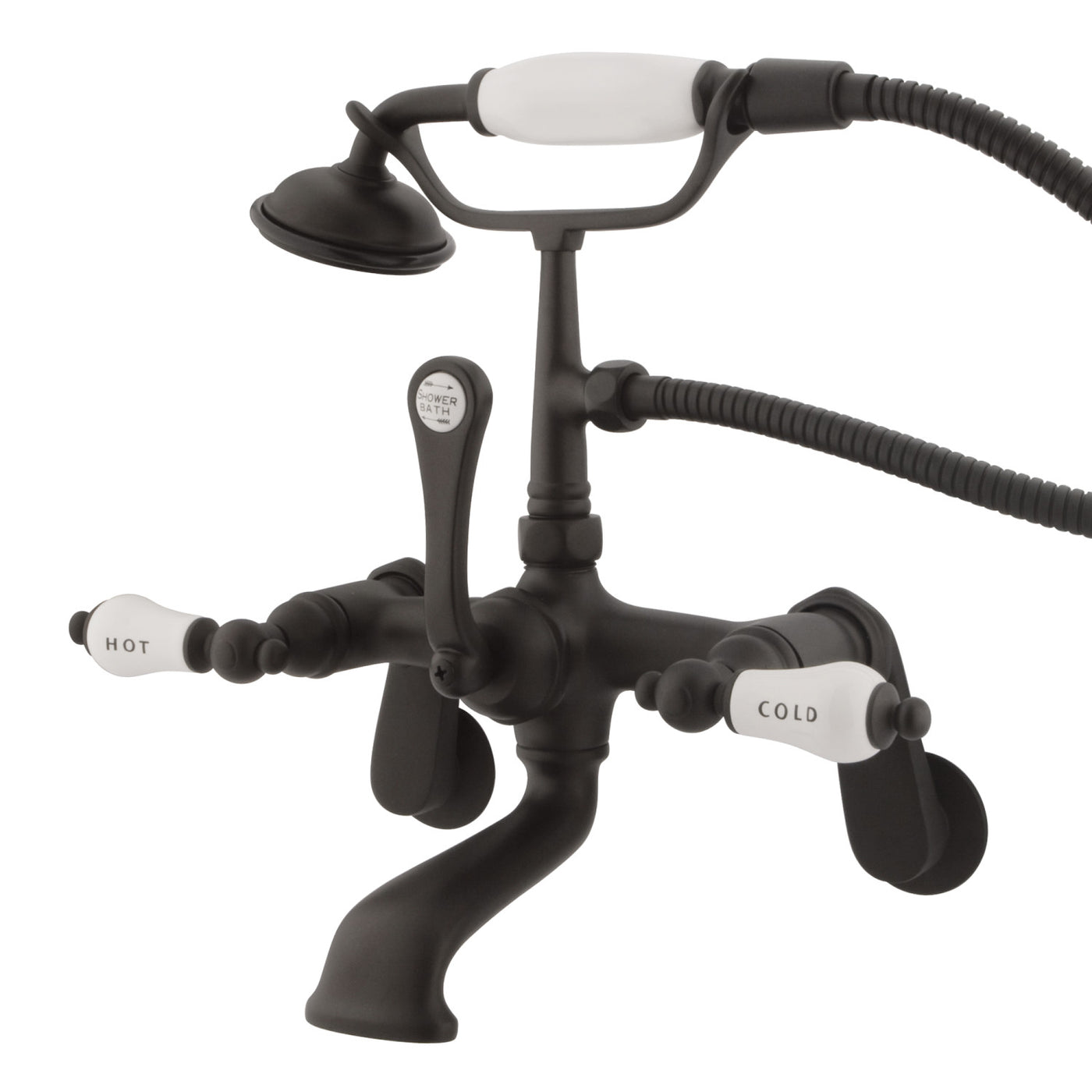 Elements of Design DT0515CL Wall Mount Clawfoot Tub Faucet with Hand Shower, Oil Rubbed Bronze