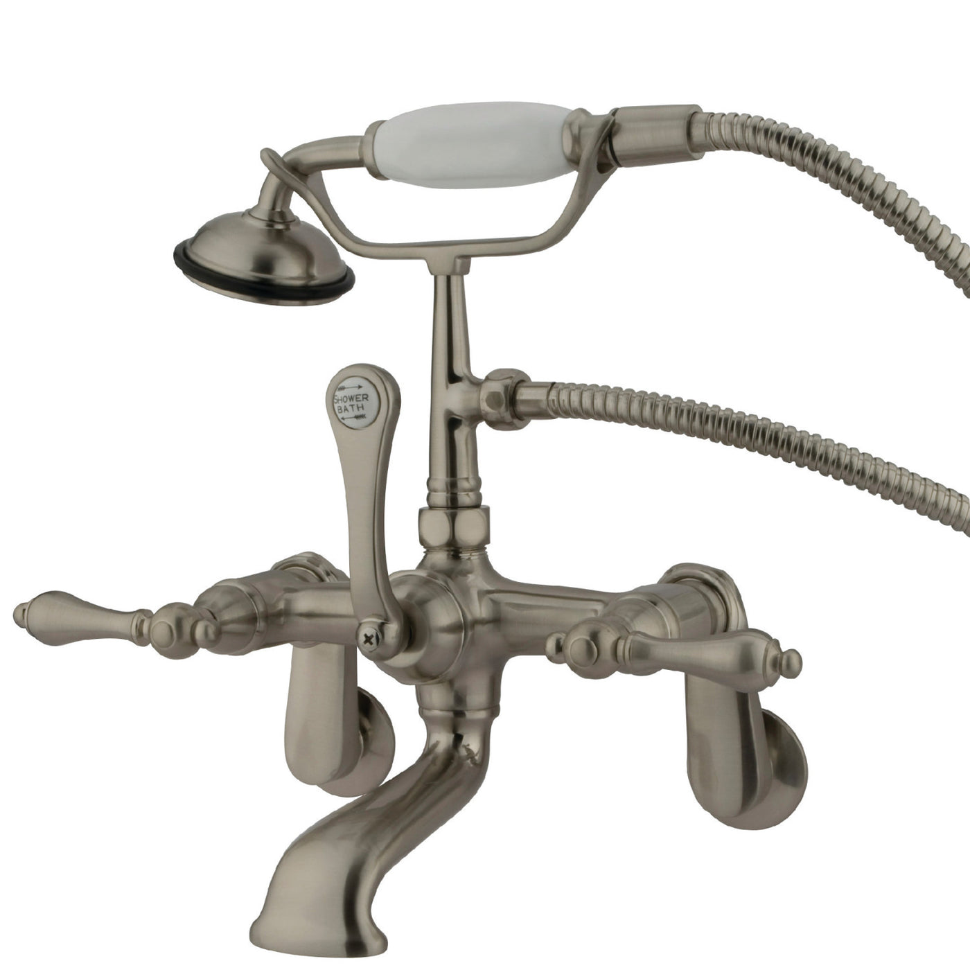 Elements of Design DT0518AL Wall Mount Clawfoot Tub Faucet with Hand Shower, Brushed Nickel