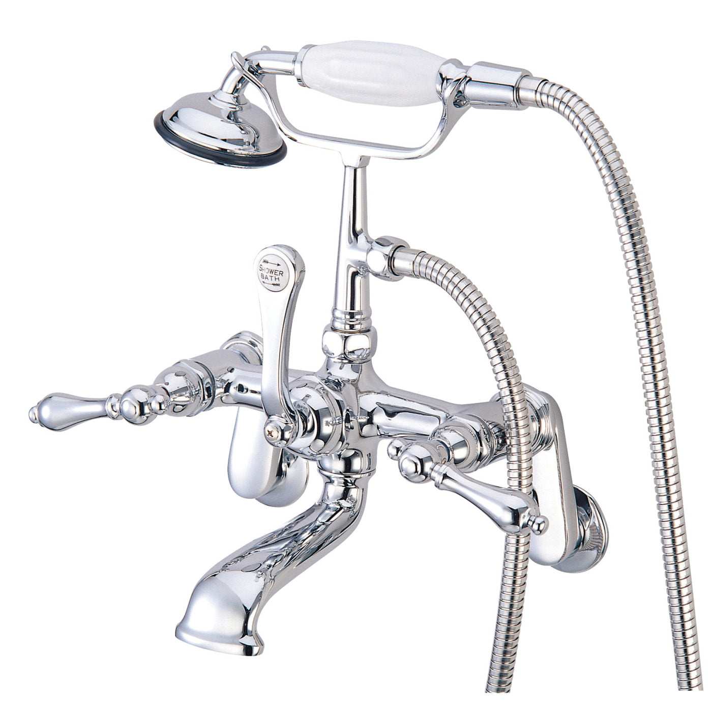 Elements of Design DT0521AL Wall Mount Clawfoot Tub Faucet with Hand Shower, Polished Chrome