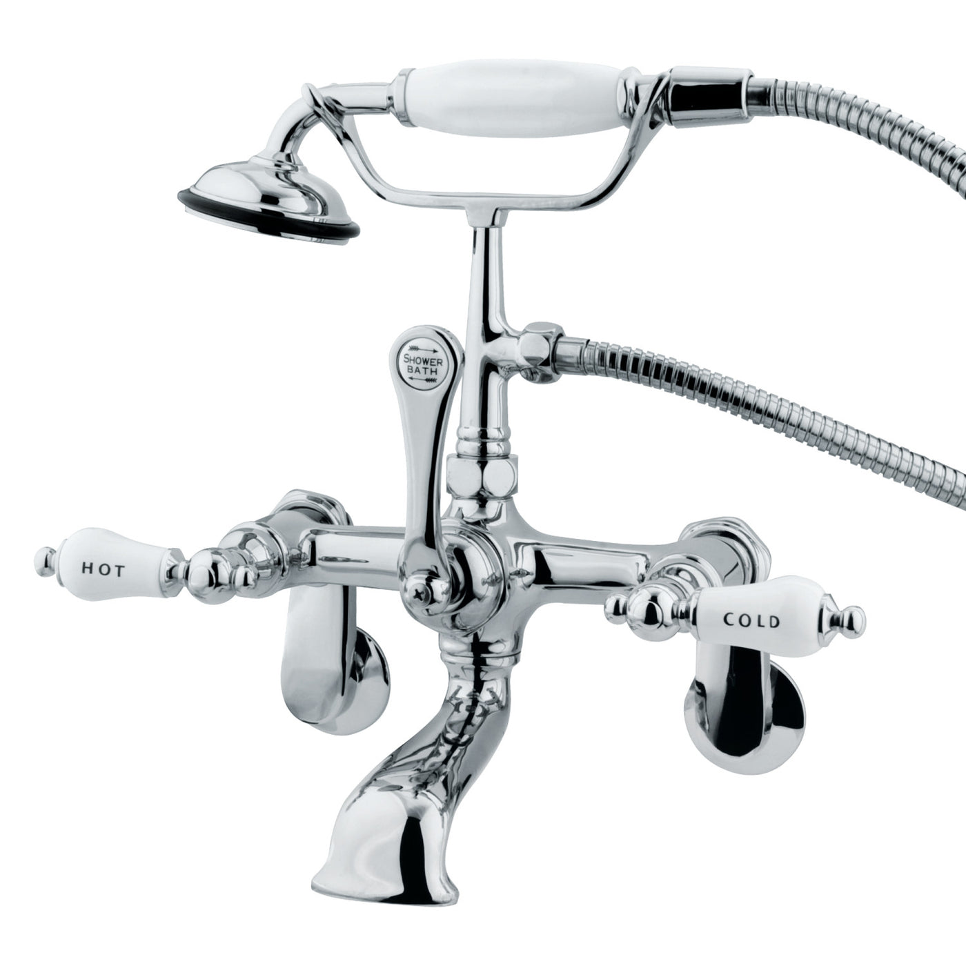 Elements of Design DT0521CL Wall Mount Clawfoot Tub Faucet with Hand Shower, Polished Chrome