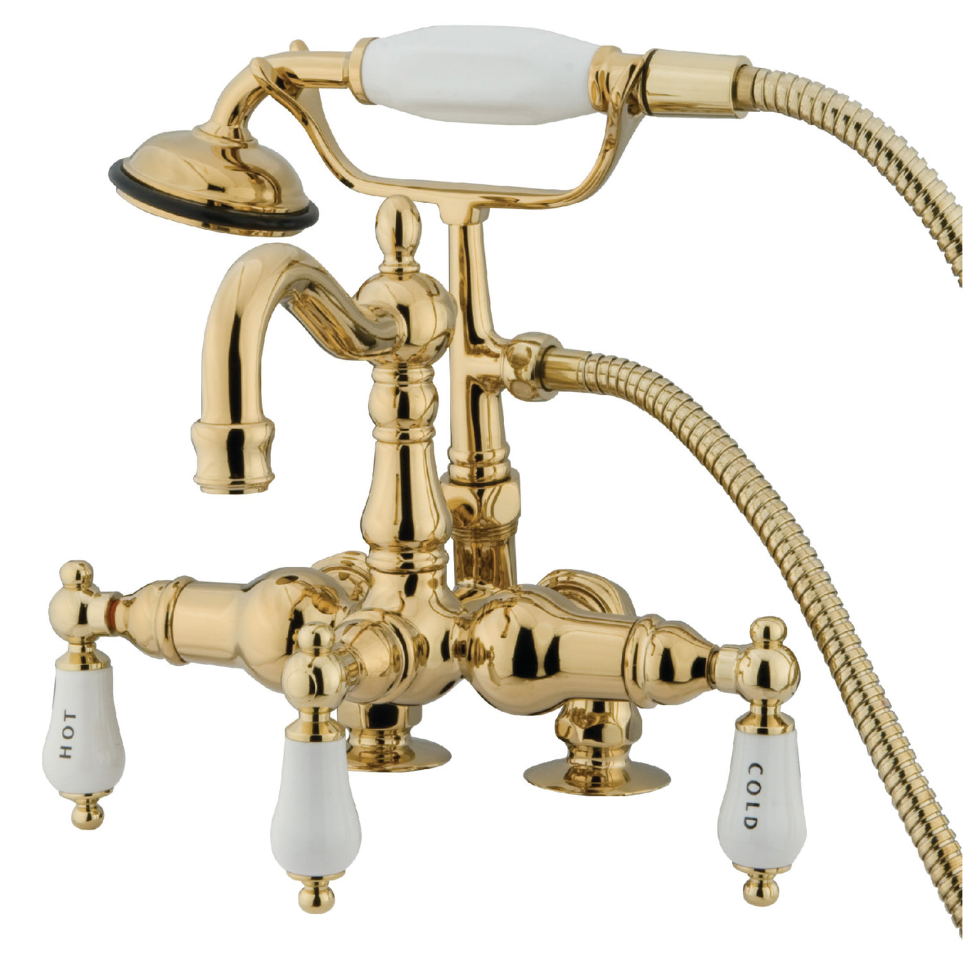 Elements of Design DT10132CL 3-3/8-Inch Deck Mount Tub Faucet, Polished Brass