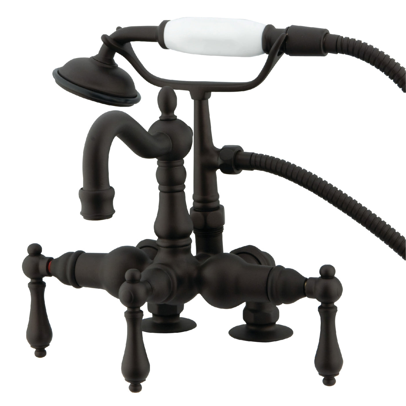 Elements of Design DT10135AL 3-3/8-Inch Deck Mount Clawfoot Tub Faucet with Hand Shower, Oil Rubbed Bronze