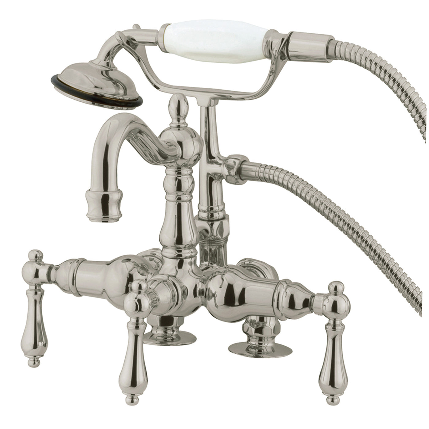 Elements of Design DT10138AL 3-3/8-Inch Deck Mount Clawfoot Tub Faucet with Hand Shower, Brushed Nickel