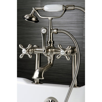 Elements of Design DT1038AX 7-Inch Deck Mount Clawfoot Tub Faucet with Hand Shower, Brushed Nickel