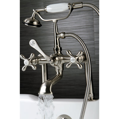 Elements of Design DT1038AX 7-Inch Deck Mount Clawfoot Tub Faucet with Hand Shower, Brushed Nickel