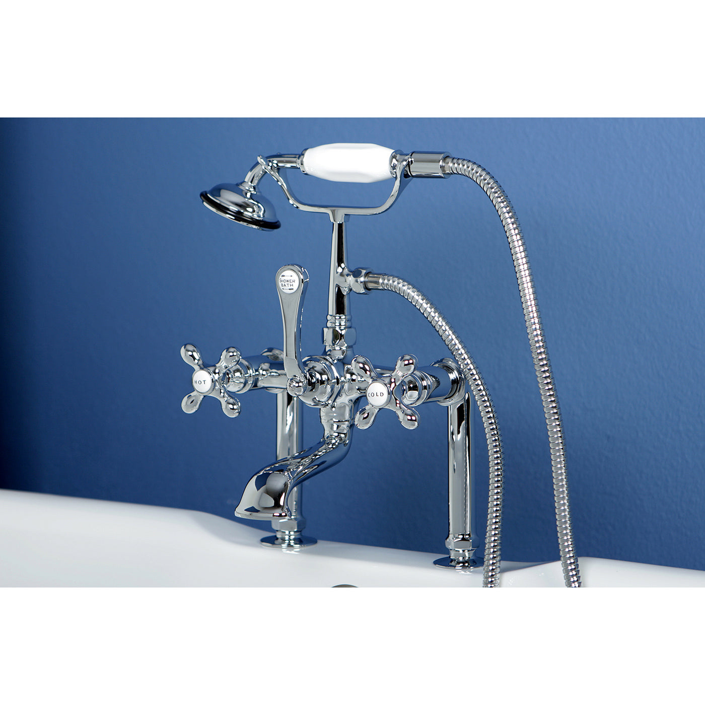 Elements of Design DT1041AX 7-Inch Deck Mount Clawfoot Tub Faucet with Hand Shower, Polished Chrome