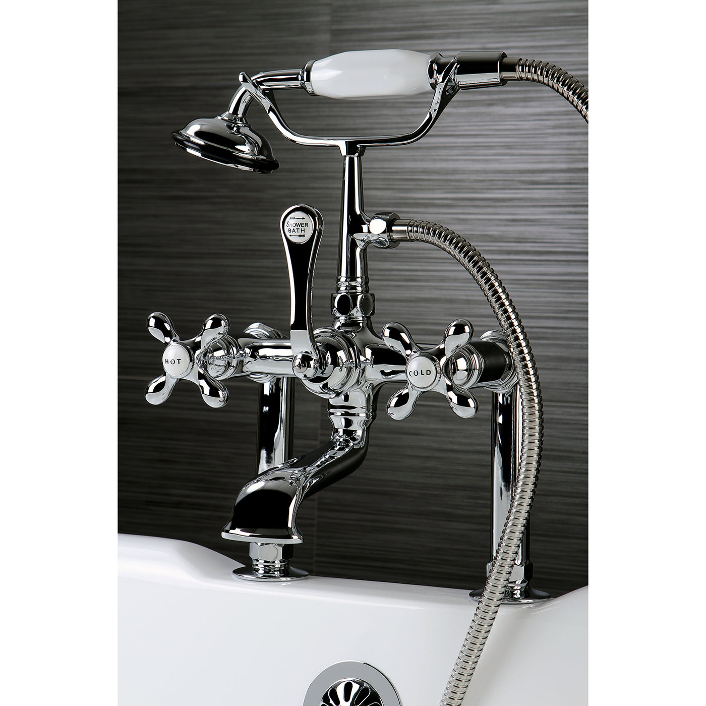Elements of Design DT1041AX 7-Inch Deck Mount Clawfoot Tub Faucet with Hand Shower, Polished Chrome