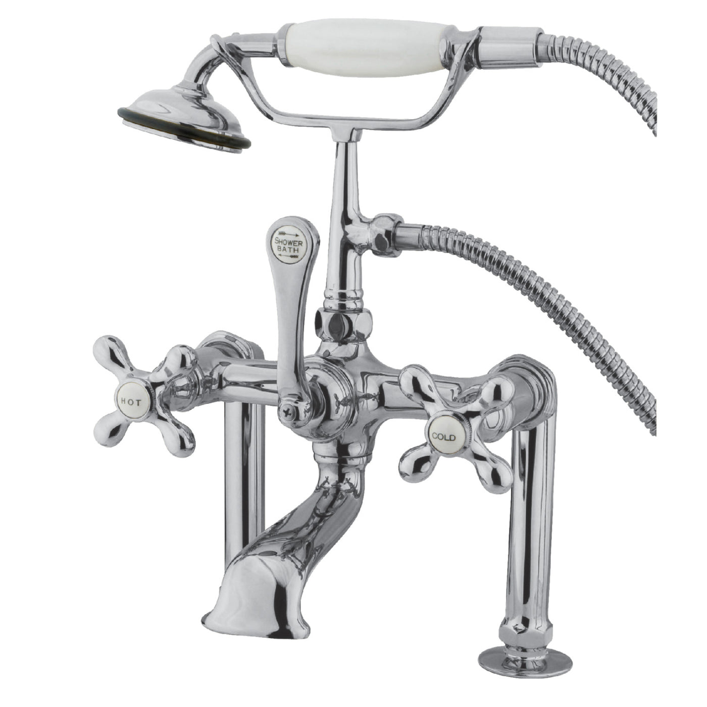 Elements of Design DT1041AX 7-Inch Deck Mount Clawfoot Tub Faucet with Hand Shower, Polished Chrome