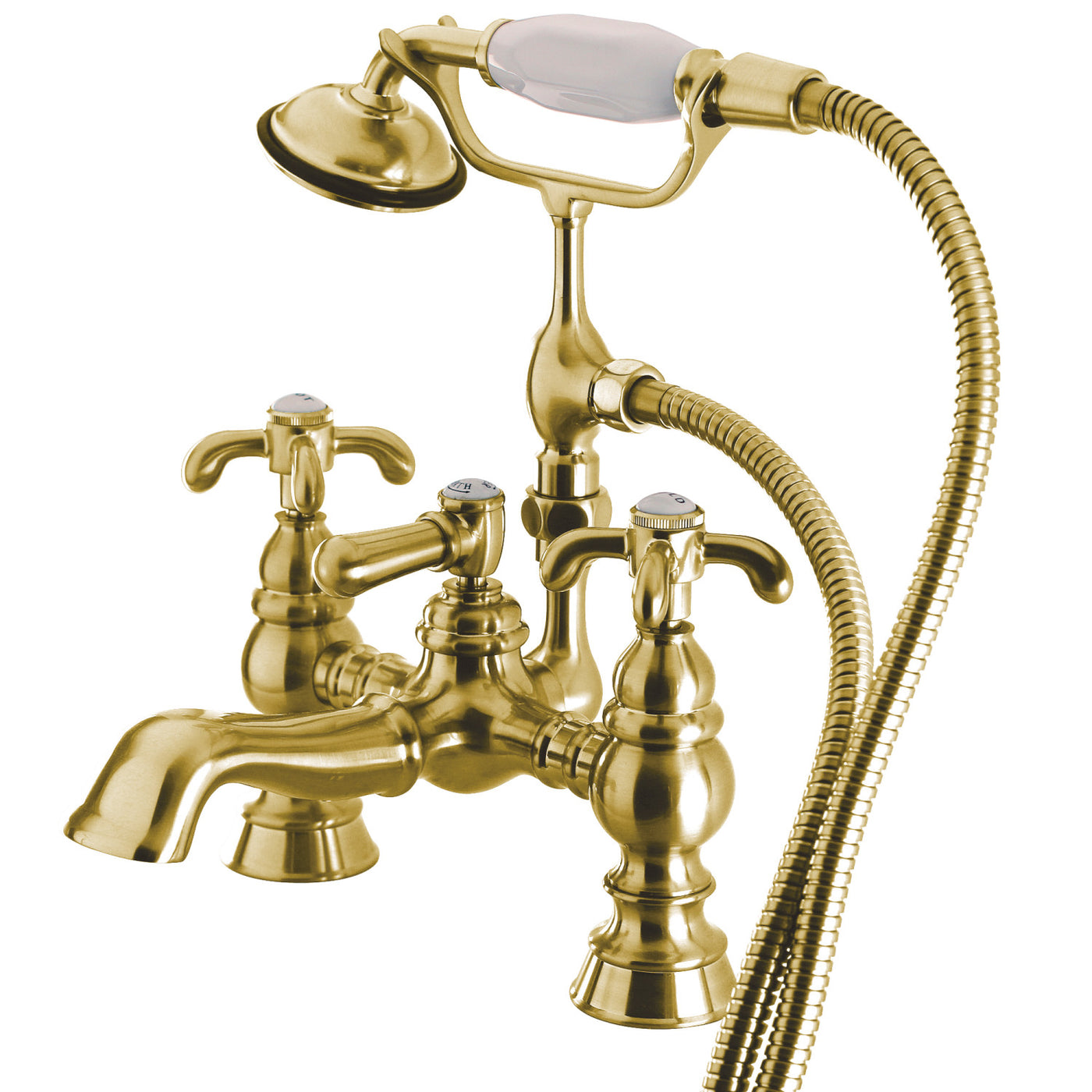 Elements of Design DT11522VX 7-Inch Deck Mount Tub Faucet with Hand Shower, Polished Brass