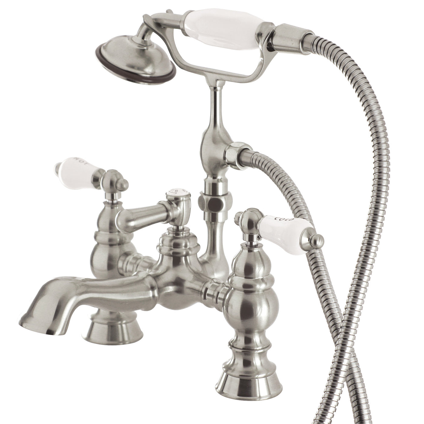 Elements of Design DT11528PL 7-Inch Deck Mount Tub Faucet with Hand Shower, Brushed Nickel