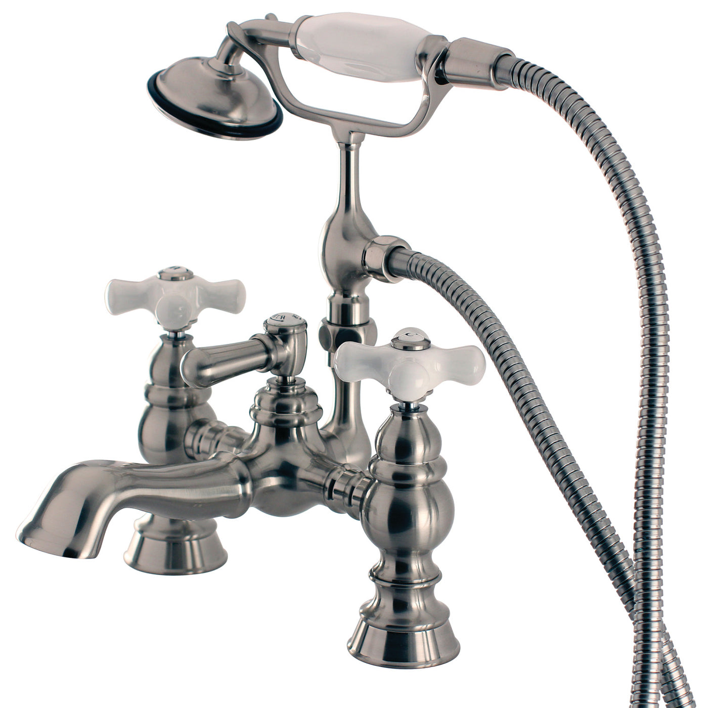 Elements of Design DT11528PX 7-Inch Deck Mount Tub Faucet with Hand Shower, Brushed Nickel