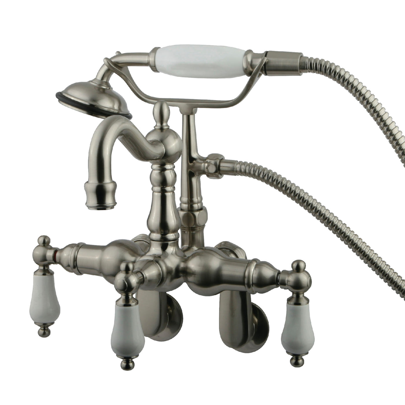 Elements of Design DT13018PL Adjustable Center Wall Mount Tub Faucet with Hand Shower, Brushed Nickel