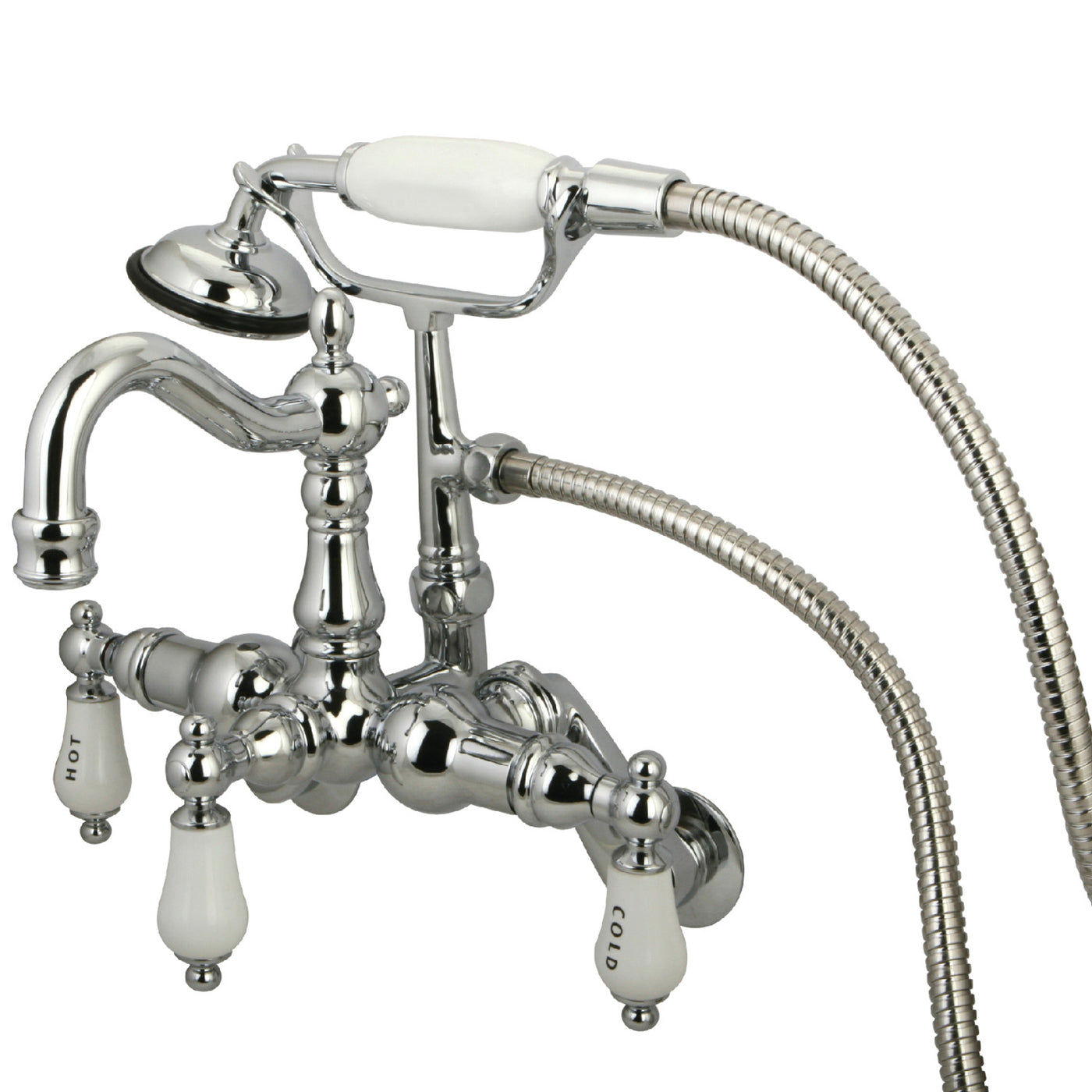 Elements of Design DT13021CL Adjustable Center Wall Mount Tub Faucet with Hand Shower, Polished Chrome