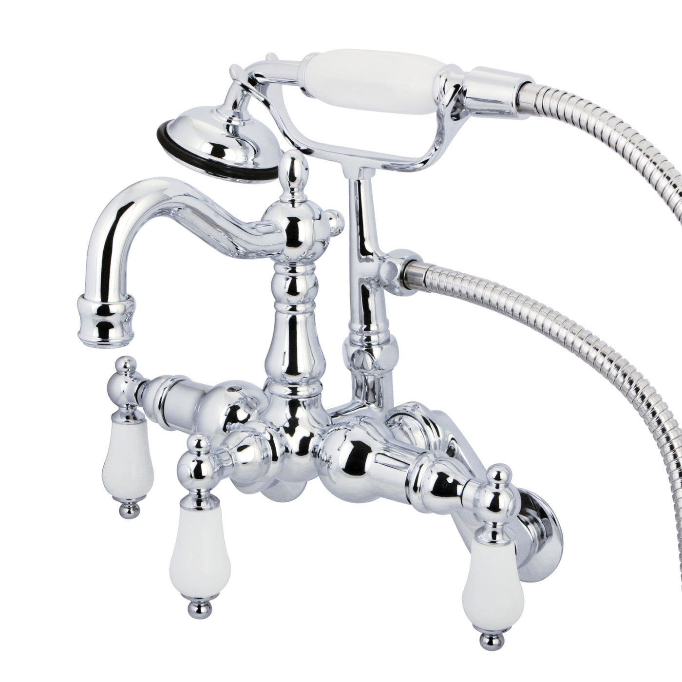Elements of Design DT13021PL Adjustable Center Wall Mount Tub Faucet with Hand Shower, Polished Chrome