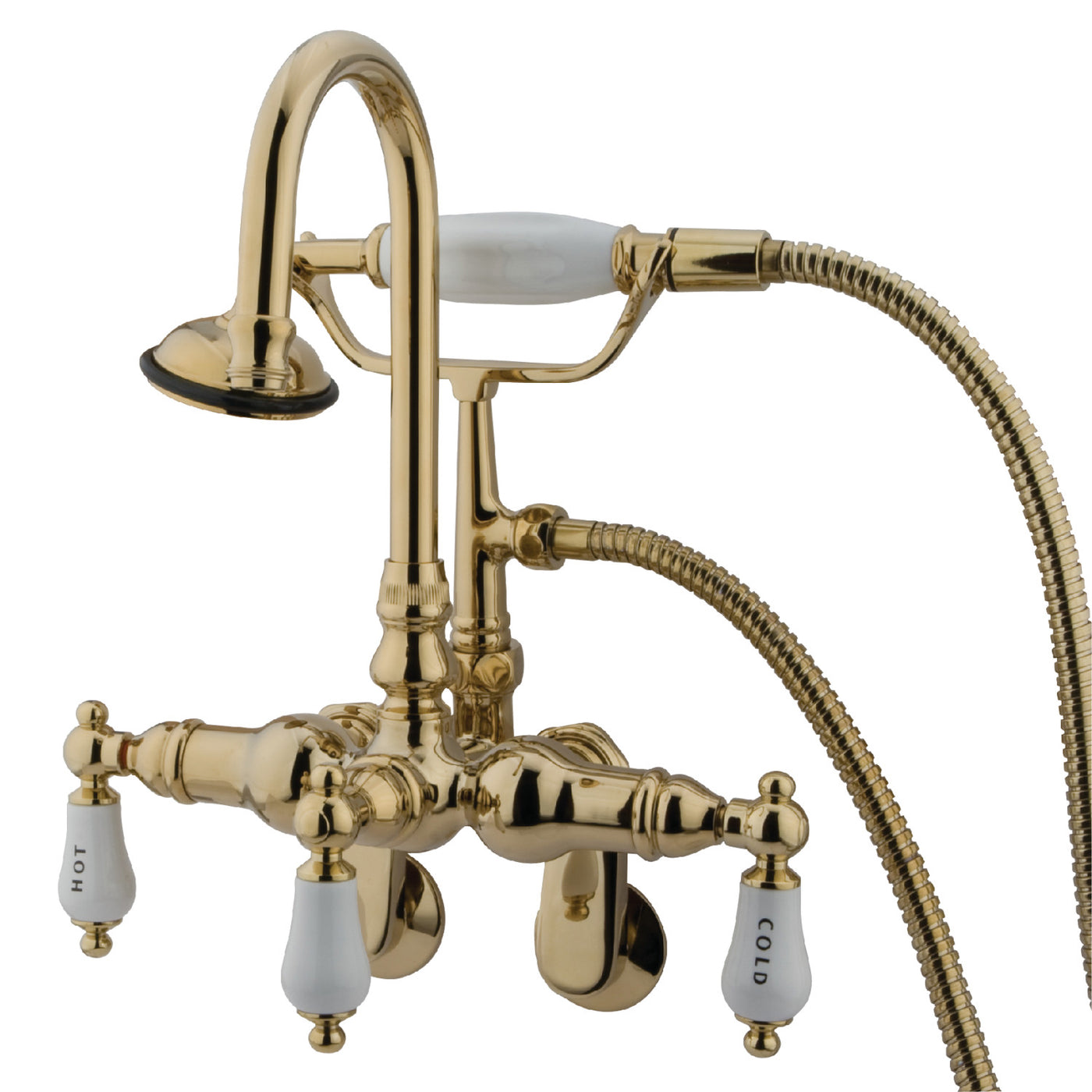 Elements of Design DT3012PL Adjustable Center Wall Mount Tub Faucet, Polished Brass