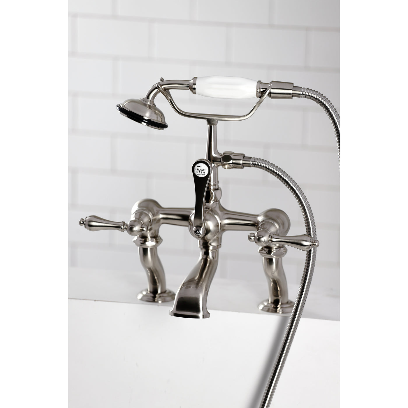 Elements of Design DT4098AL 7-Inch Deck Mount Tub Faucet with Hand Shower, Brushed Nickel