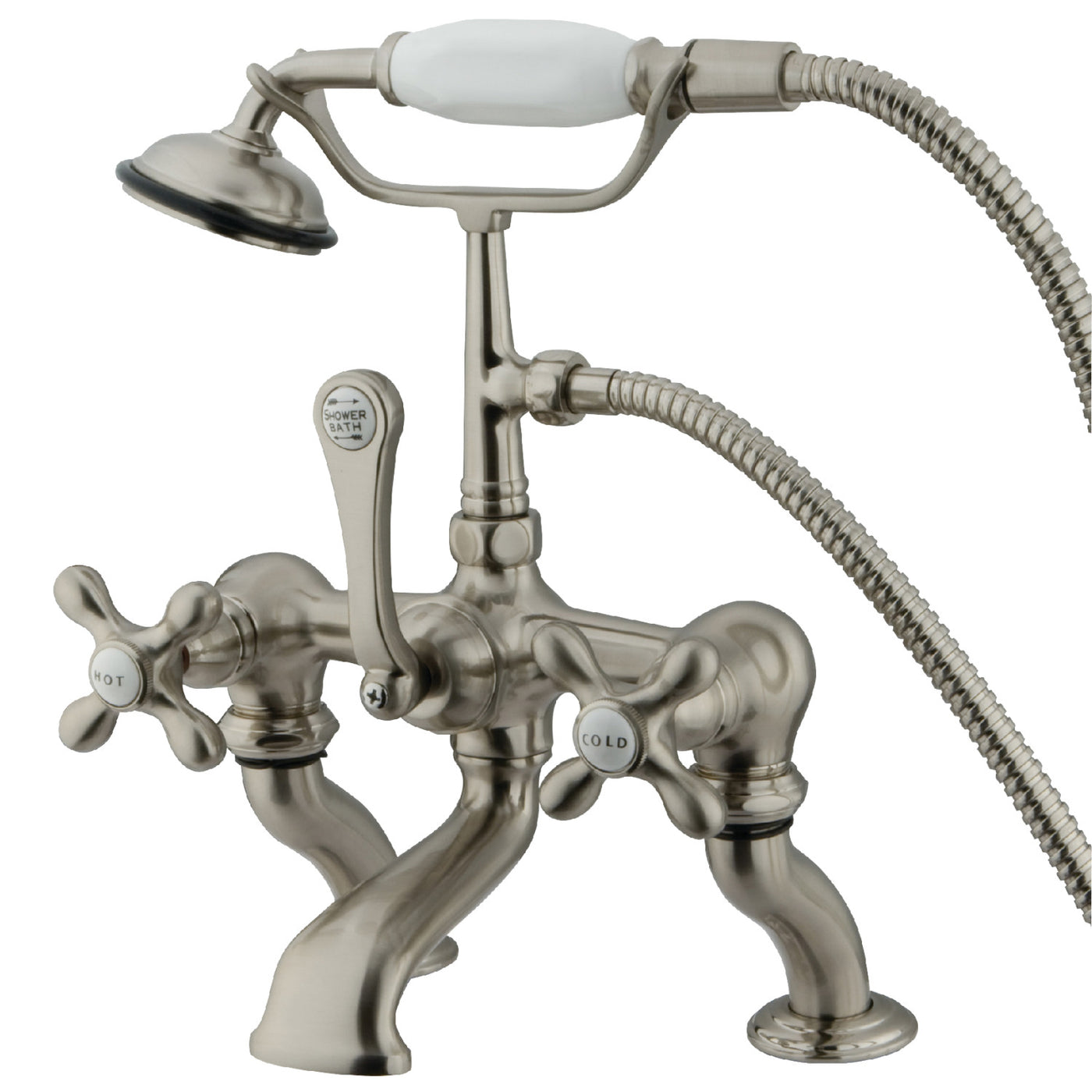 Elements of Design DT4098AX 7-Inch Deck Mount Tub Faucet with Hand Shower, Brushed Nickel