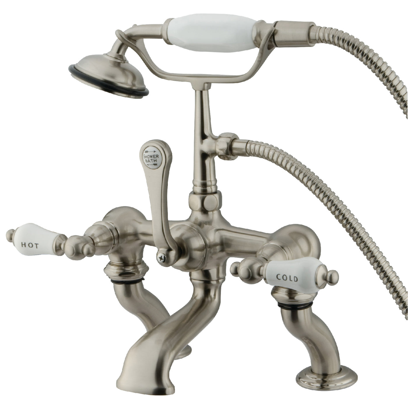 Elements of Design DT4098CL 7-Inch Deck Mount Tub Faucet with Hand Shower, Brushed Nickel