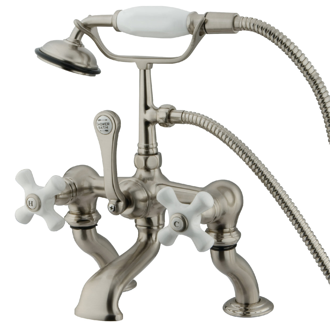 Elements of Design DT4098PX 7-Inch Deck Mount Tub Faucet with Hand Shower, Brushed Nickel