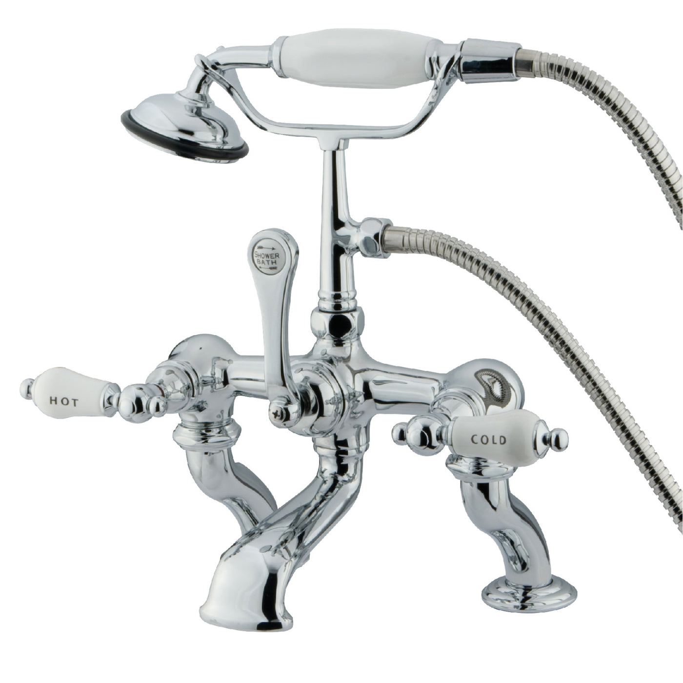 Elements of Design DT4101CL 7-Inch Deck Mount Tub Faucet with Hand Shower, Polished Chrome