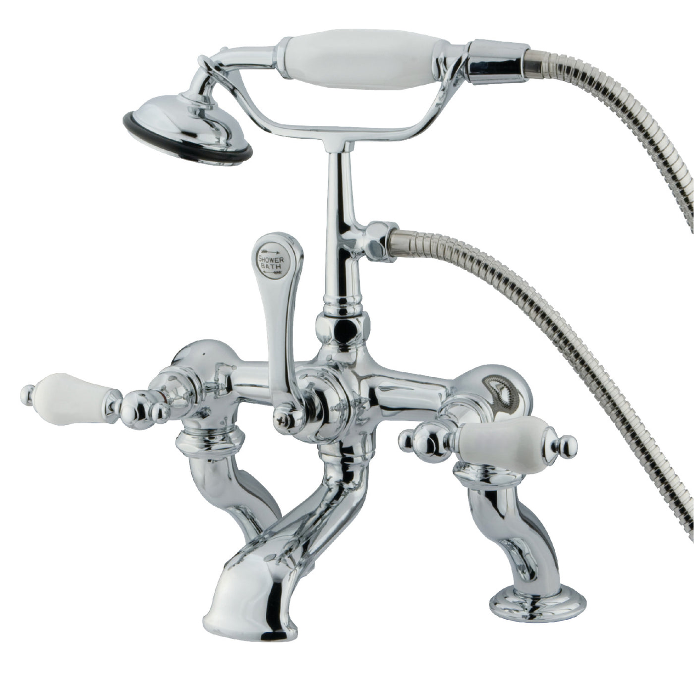 Elements of Design DT4101PL 7-Inch Deck Mount Tub Faucet with Hand Shower, Polished Chrome