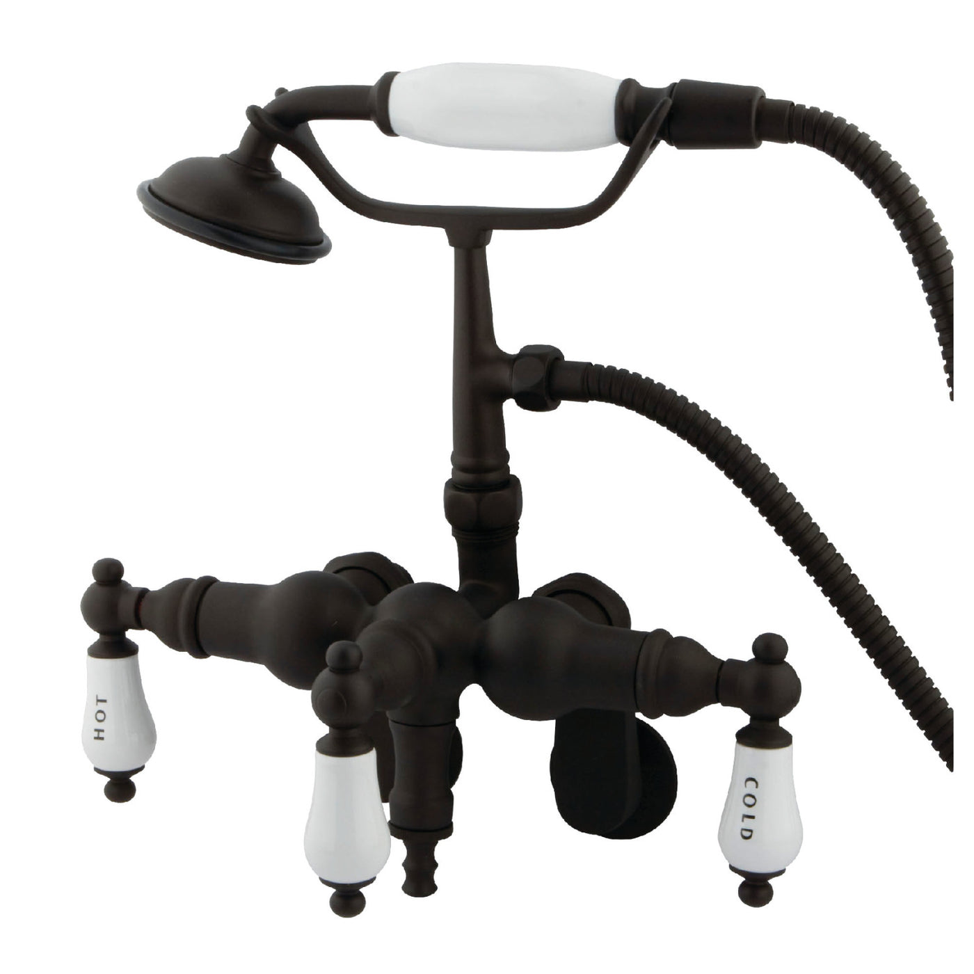 Elements of Design DT4195CL Adjustable Center Wall Mount Tub Faucet with Hand Shower, Oil Rubbed Bronze