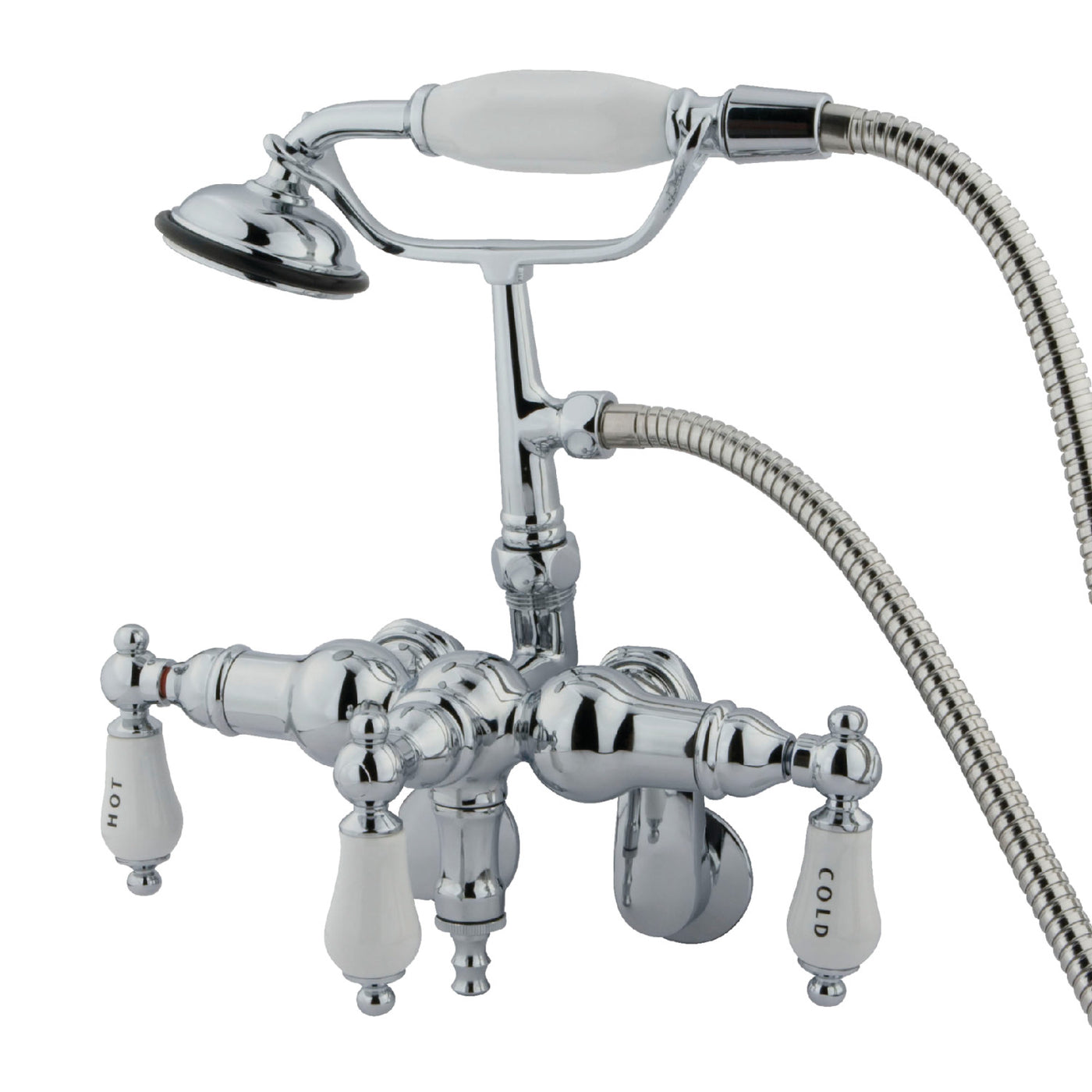 Elements of Design DT4201CL Adjustable Center Wall Mount Tub Faucet with Hand Shower, Polished Chrome