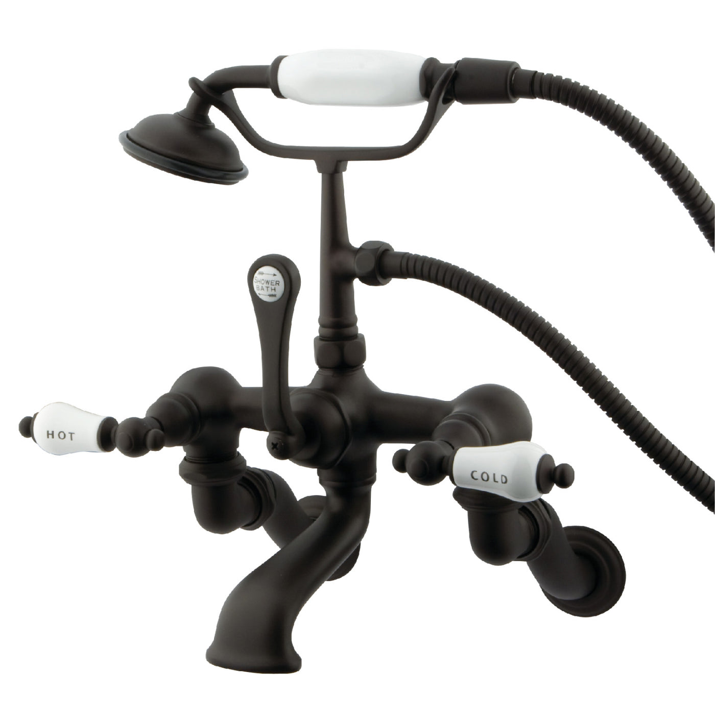 Elements of Design DT4575CL Wall Mount Clawfoot Tub Faucet with Hand Shower, Oil Rubbed Bronze