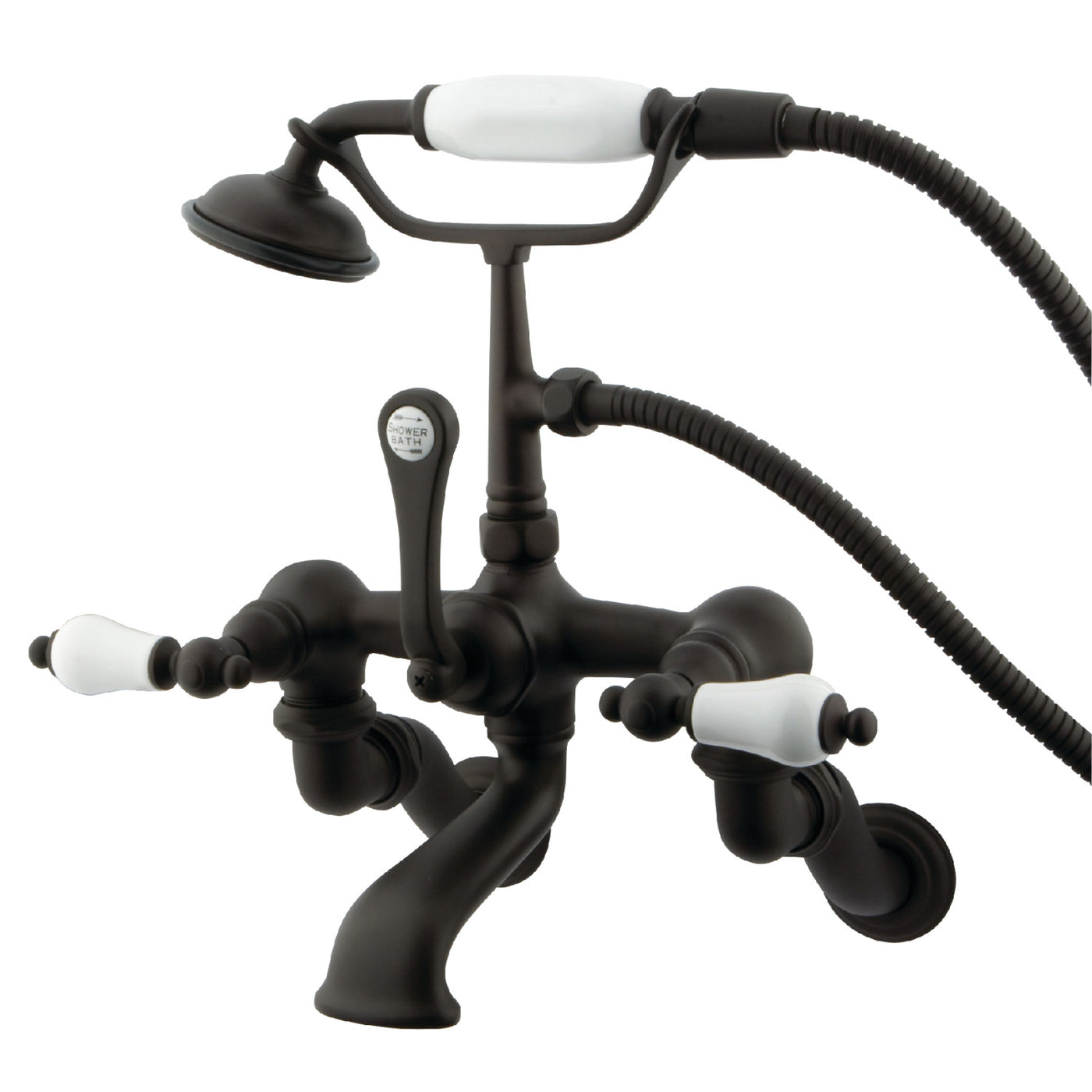 Elements of Design DT4575PL Adjustable Center Wall Mount Tub Faucet with Hand Shower, Oil Rubbed Bronze