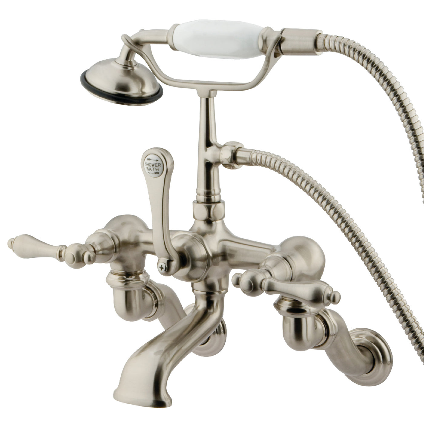 Elements of Design DT4578AL Adjustable Center Wall Mount Tub Faucet with Hand Shower, Brushed Nickel