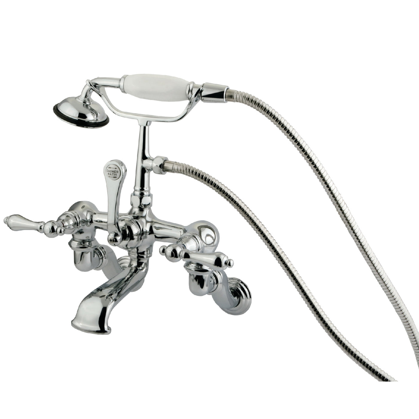 Elements of Design DT4581AL Adjustable Center Wall Mount Tub Faucet with Hand Shower, Polished Chrome
