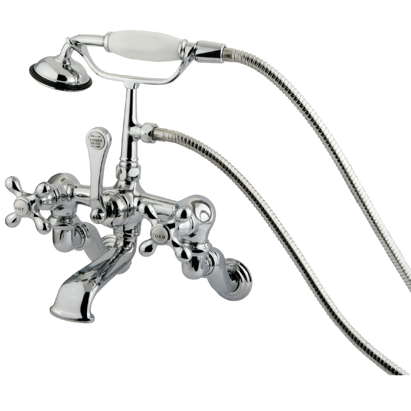 Elements of Design DT4581AX Wall Mount Clawfoot Tub Faucet with Hand Shower, Polished Chrome