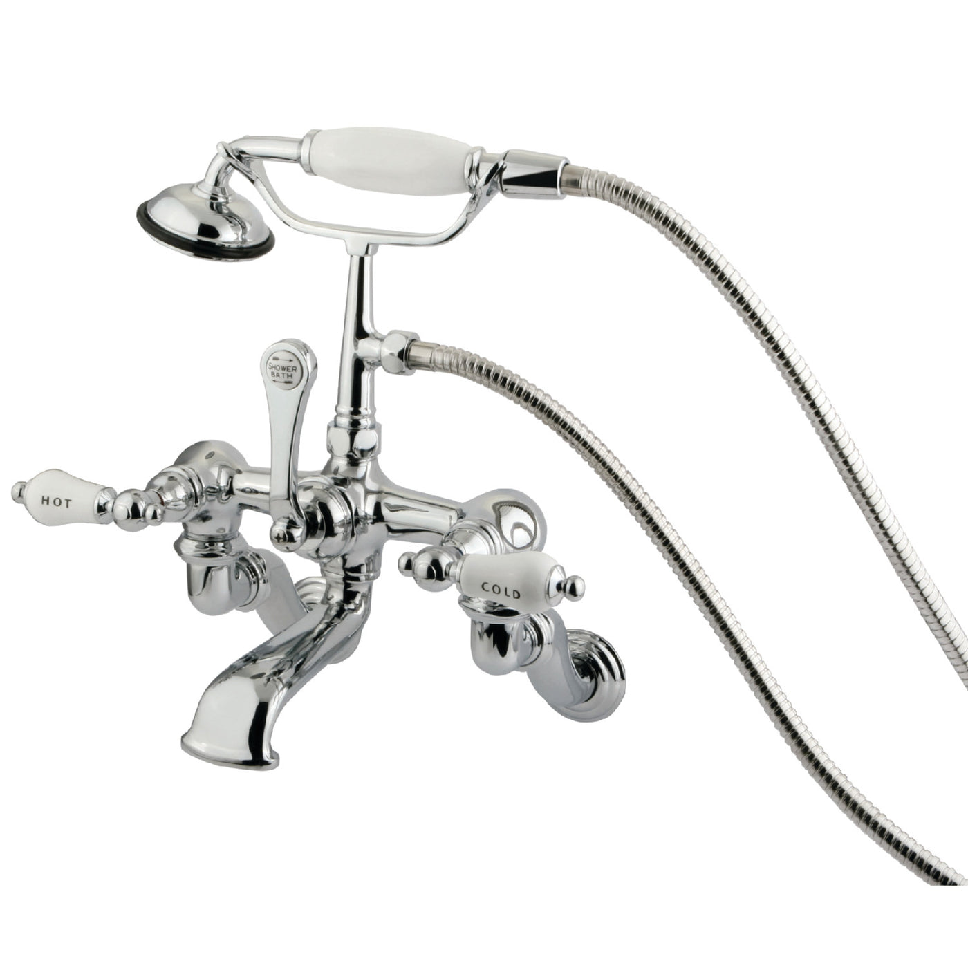 Elements of Design DT4581CL Wall Mount Clawfoot Tub Faucet with Hand Shower, Polished Chrome