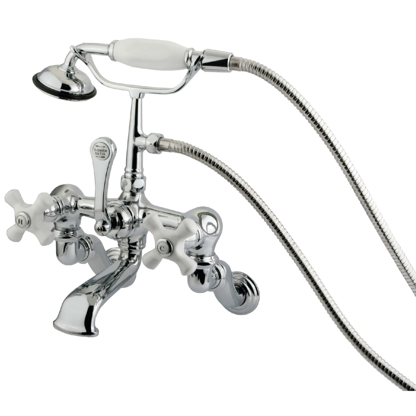 Elements of Design DT4581PX Wall Mount Clawfoot Tub Faucet with Hand Shower, Polished Chrome