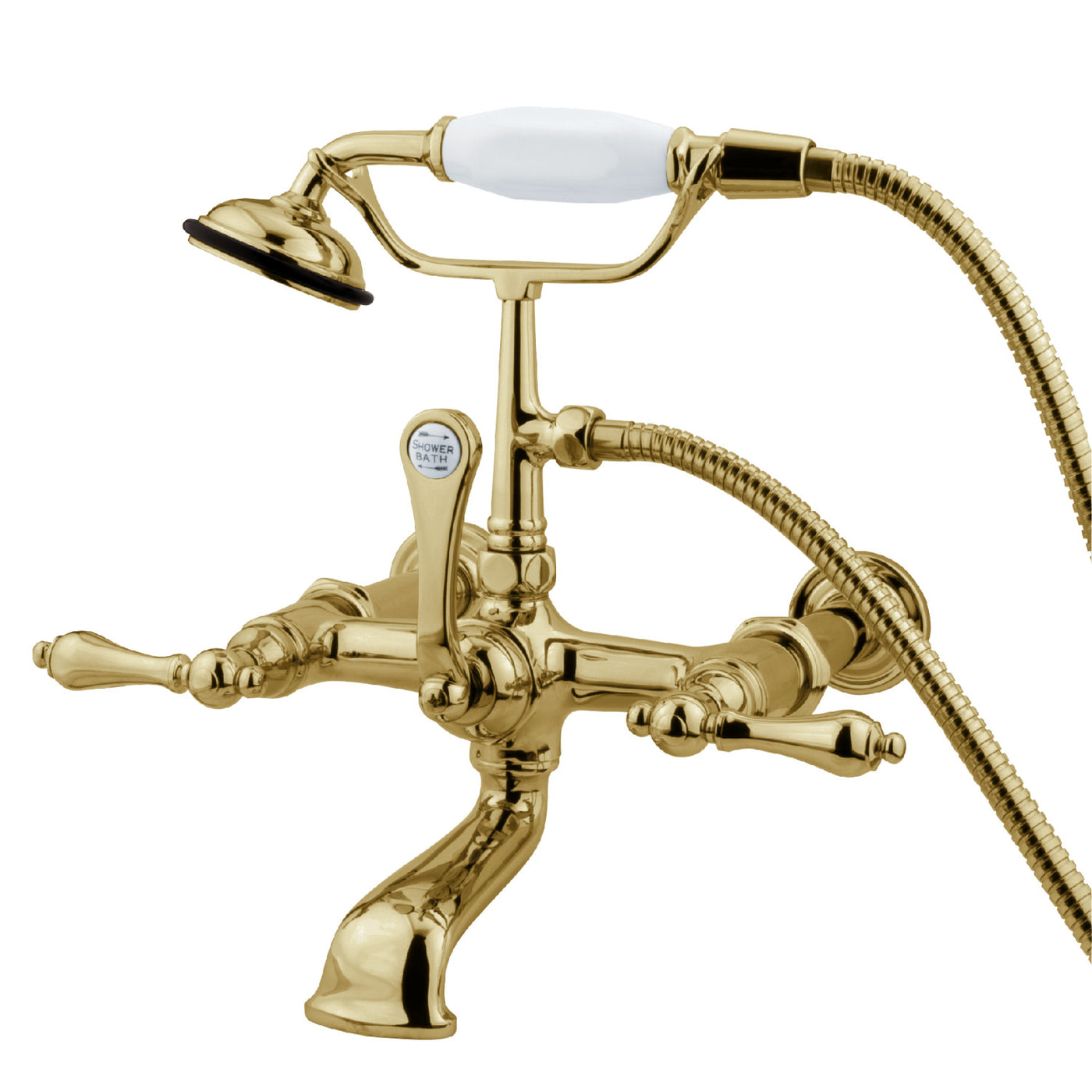 Elements of Design DT5412AL 7-Inch Wall Mount Tub Faucet with Hand Shower, Polished Brass