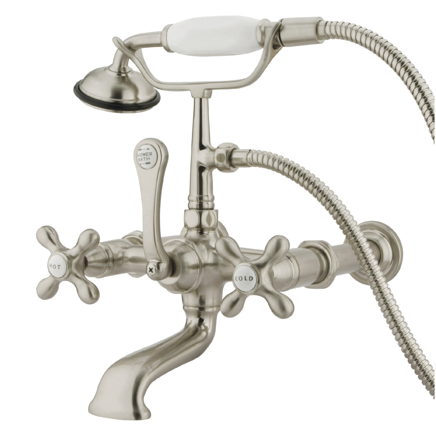Elements of Design DT5418AX 7-Inch Wall Mount Tub Faucet with Hand Shower, Brushed Nickel