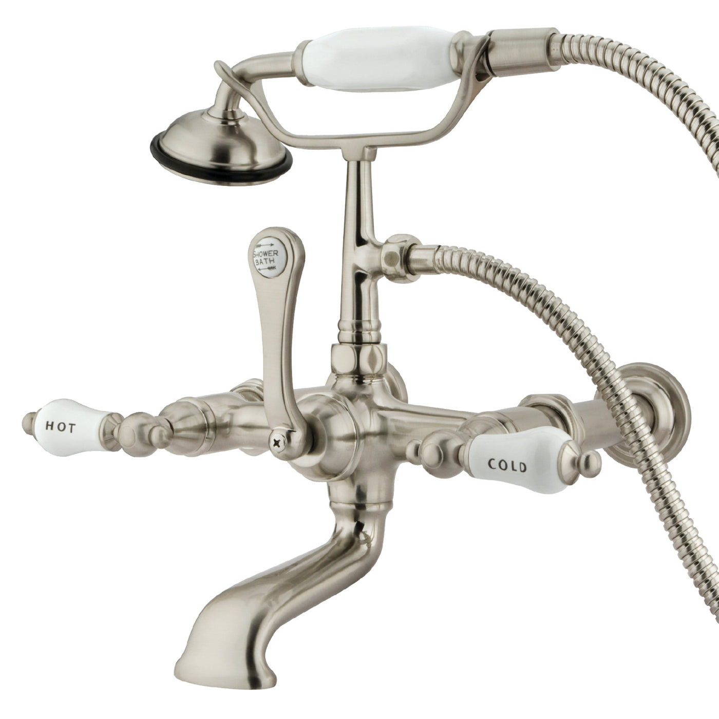 Elements of Design DT5418CL 7-Inch Wall Mount Tub Faucet with Hand Shower, Brushed Nickel