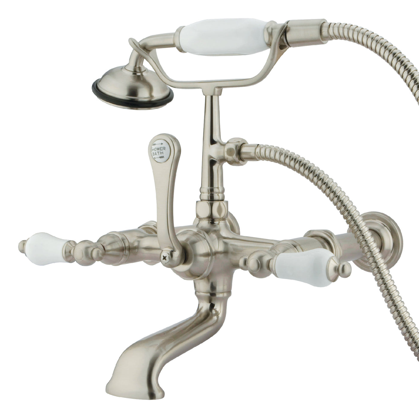 Elements of Design DT5418PL 7-Inch Wall Mount Tub Faucet with Hand Shower, Brushed Nickel