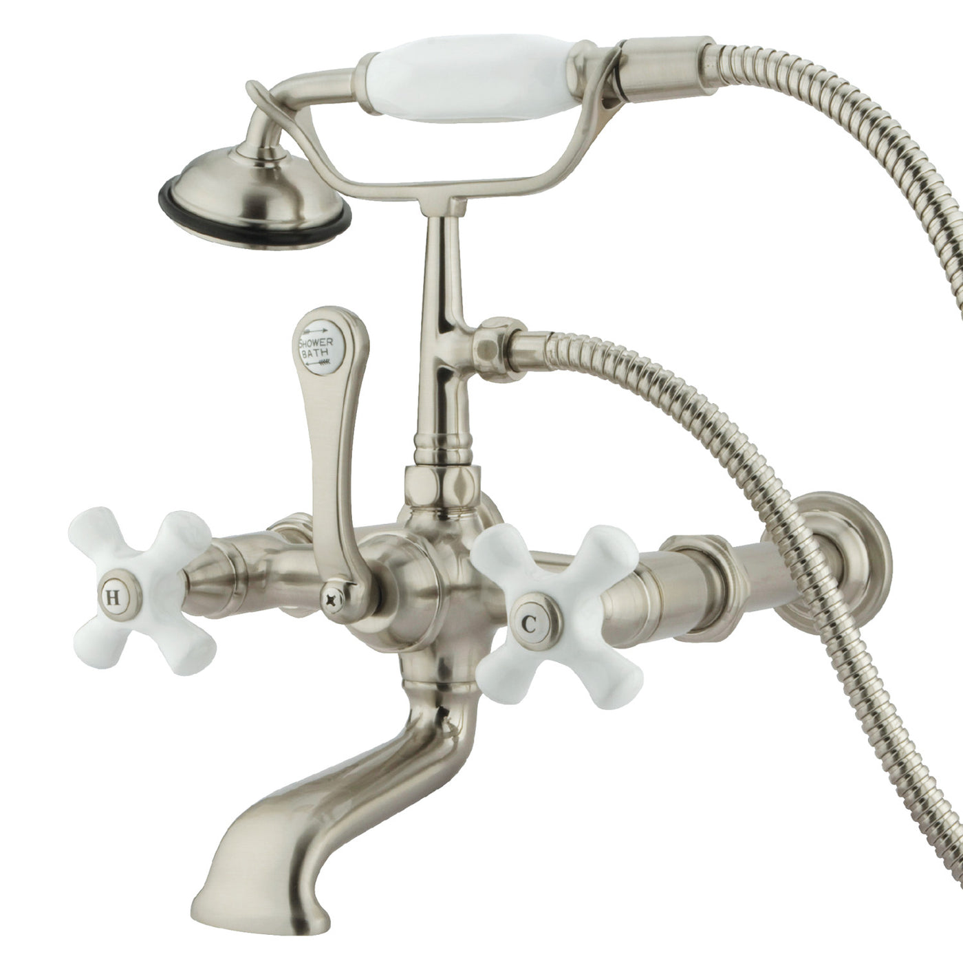 Elements of Design DT5418PX 7-Inch Wall Mount Tub Faucet with Hand Shower, Brushed Nickel