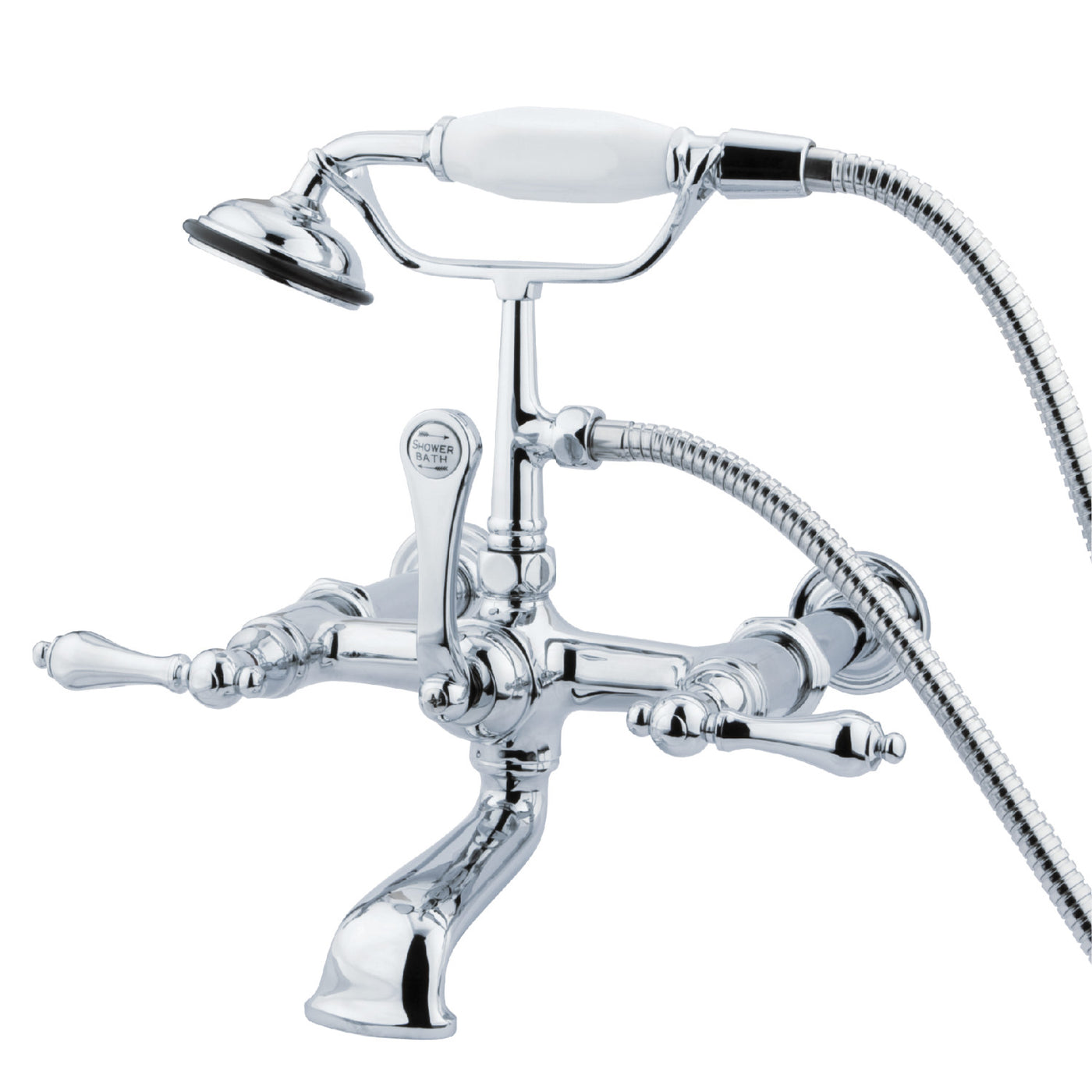Elements of Design DT5421AL 7-Inch Wall Mount Tub Faucet with Hand Shower, Polished Chrome
