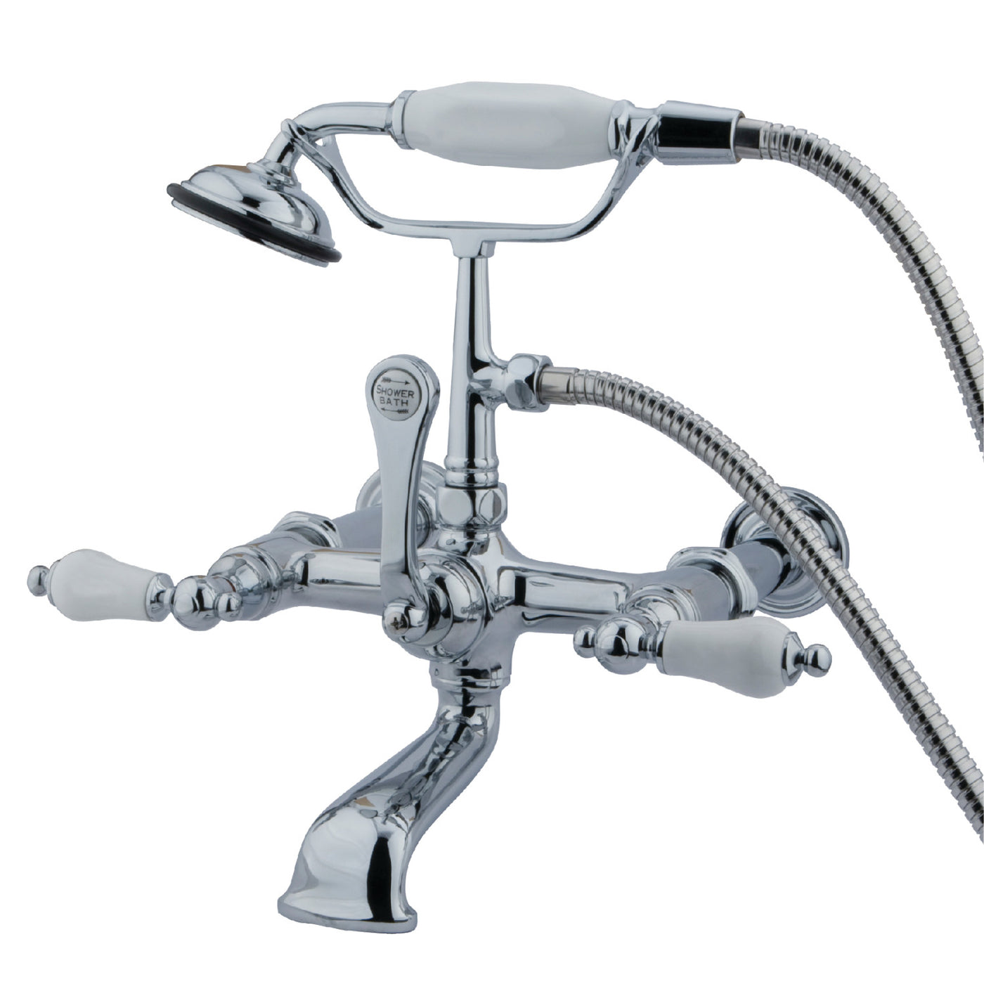 Elements of Design DT5421PL 7-Inch Wall Mount Tub Faucet with Hand Shower, Polished Chrome