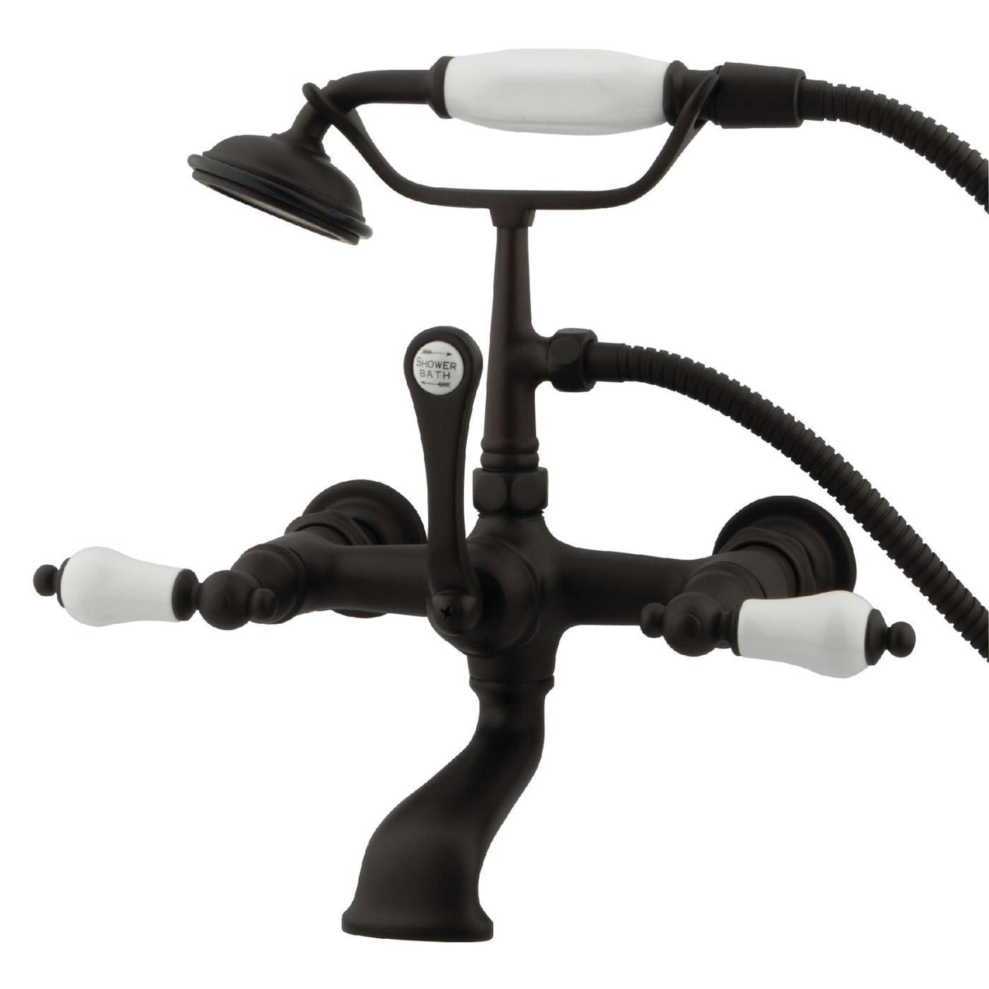 Elements of Design DT5515PL 7-Inch Wall Mount Tub Faucet with Hand Shower, Oil Rubbed Bronze