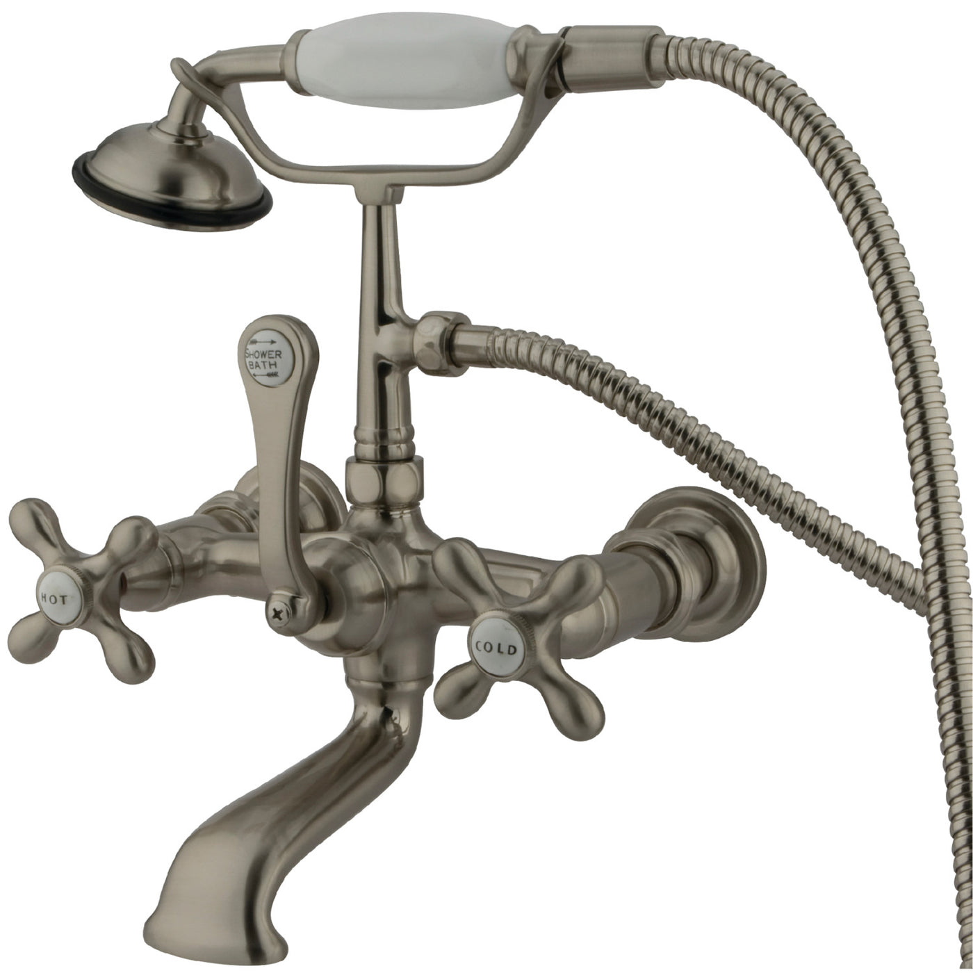 Elements of Design DT5518AX 7-Inch Wall Mount Tub Faucet with Hand Shower, Brushed Nickel