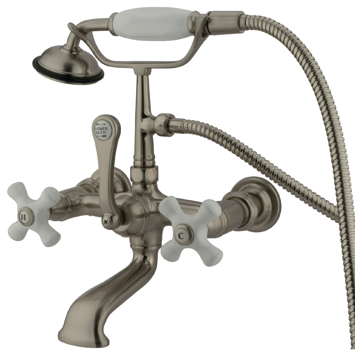 Elements of Design DT5518PX 7-Inch Wall Mount Tub Faucet with Hand Shower, Brushed Nickel