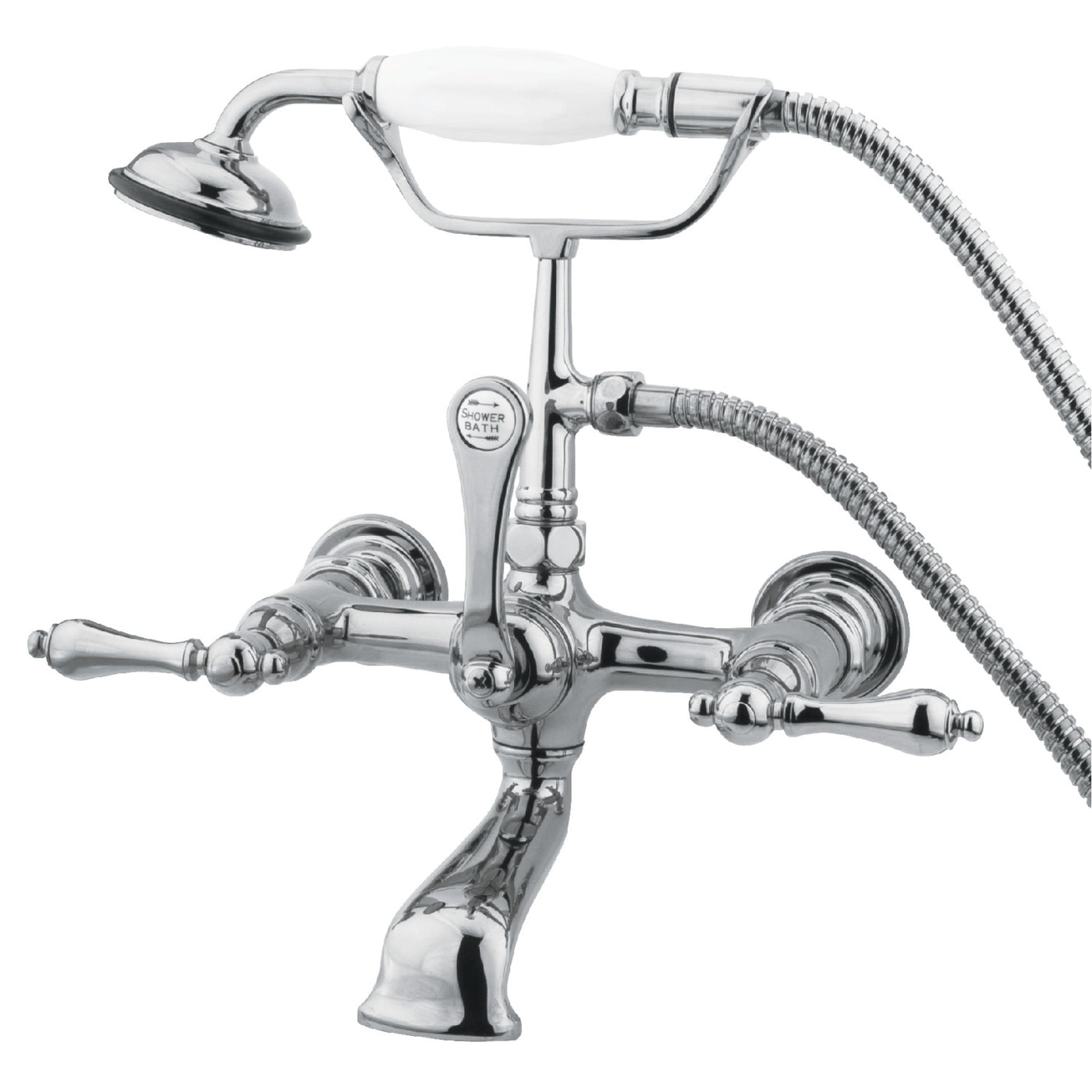 Elements of Design DT5521AL 7-Inch Wall Mount Tub Faucet with Hand Shower, Polished Chrome