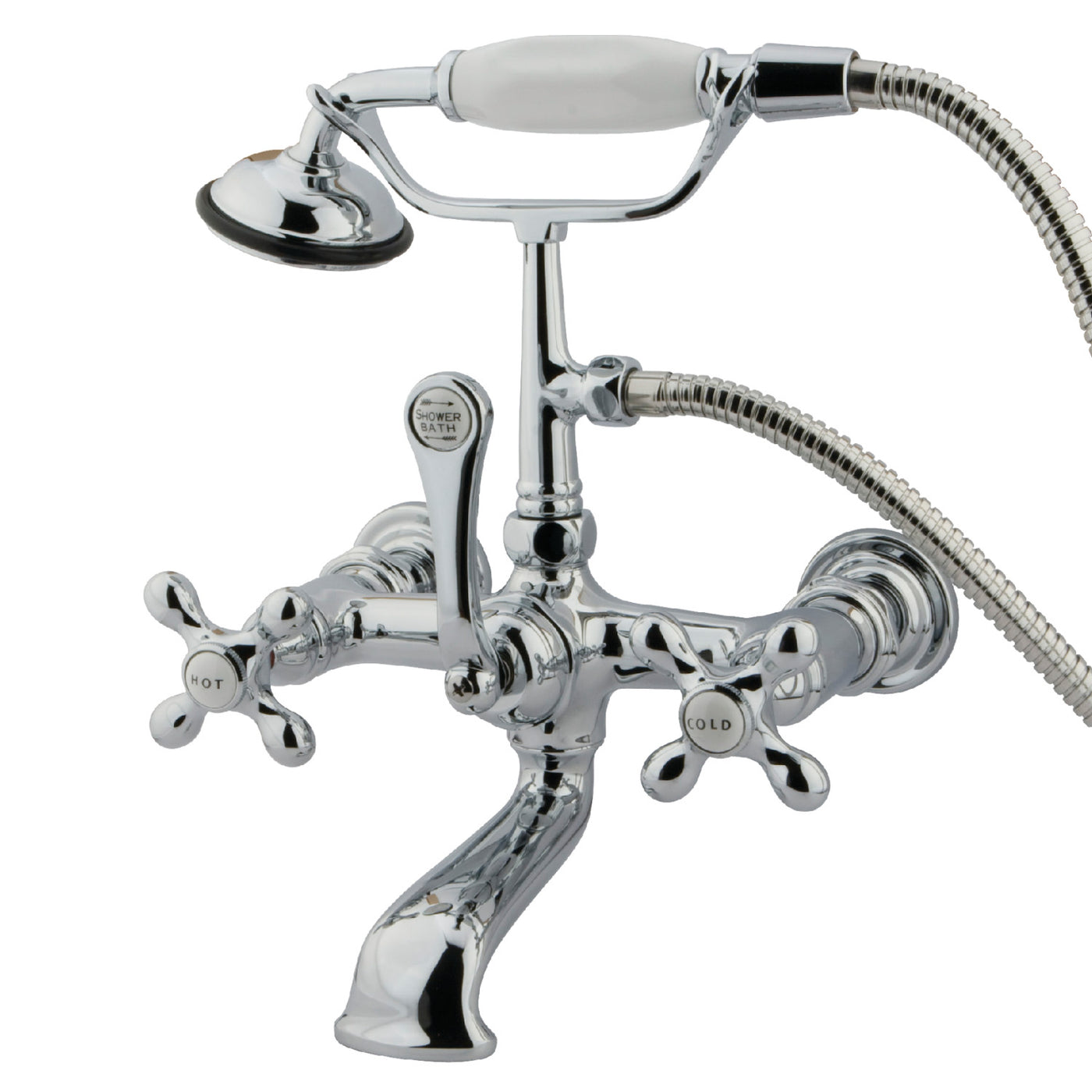 Elements of Design DT5521AX 7-Inch Wall Mount Tub Faucet with Hand Shower, Polished Chrome